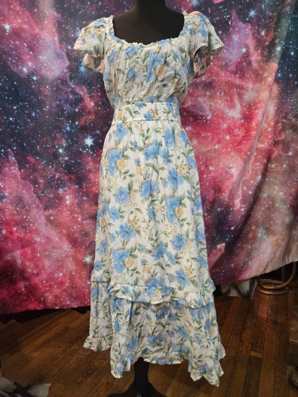 Boho Prairie Cottagecore Maxi Dress Floral Large